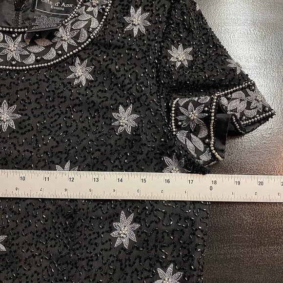 Cote d'Azur Vintage Beaded Embroidered Silk Top Sz M Embellished Evening Formal - Picture 13 of 14